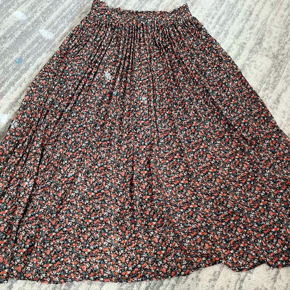 Floral Maxi Skirt - Black and Red